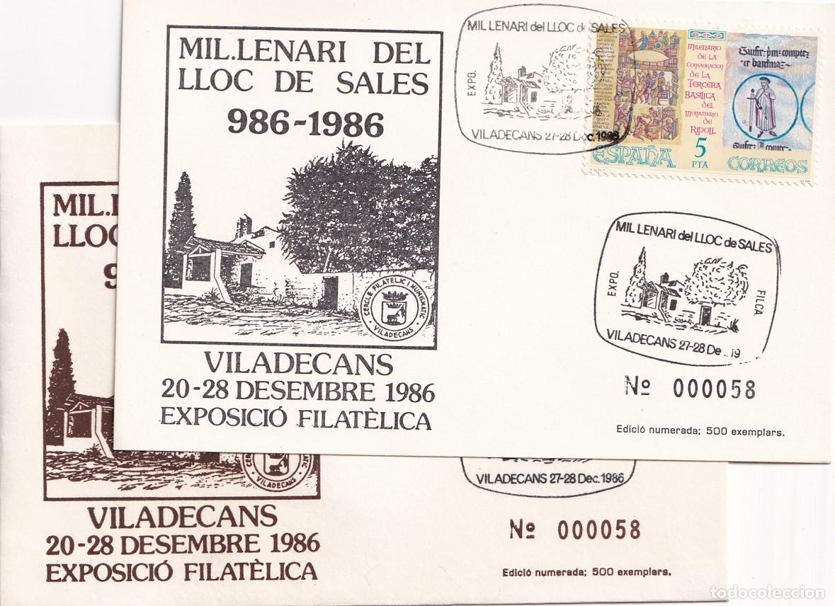 Sellos: Lote Filat&eacute;tico Viladecans 1986 - Mil&middot;lenari del Lloc de Sales - Sobre y Tarjeta Edici&oacute;n Numerada