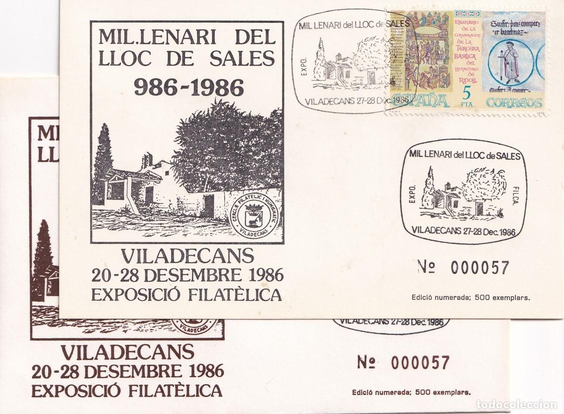 Sellos: Lote Filat&eacute;tico Viladecans 1986 - Mil&middot;lenari del Lloc de Sales - Sobre y Tarjeta Edici&oacute;n Numerada