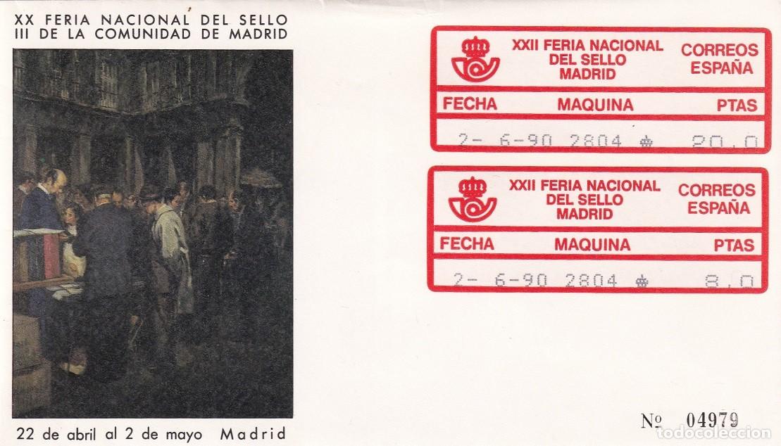 Sellos: Sobre num Espa&ntilde;a 1990 - XX y XXII Feria Nacional del sello y III de la Comunidad de Madrid - M&aacute;quina