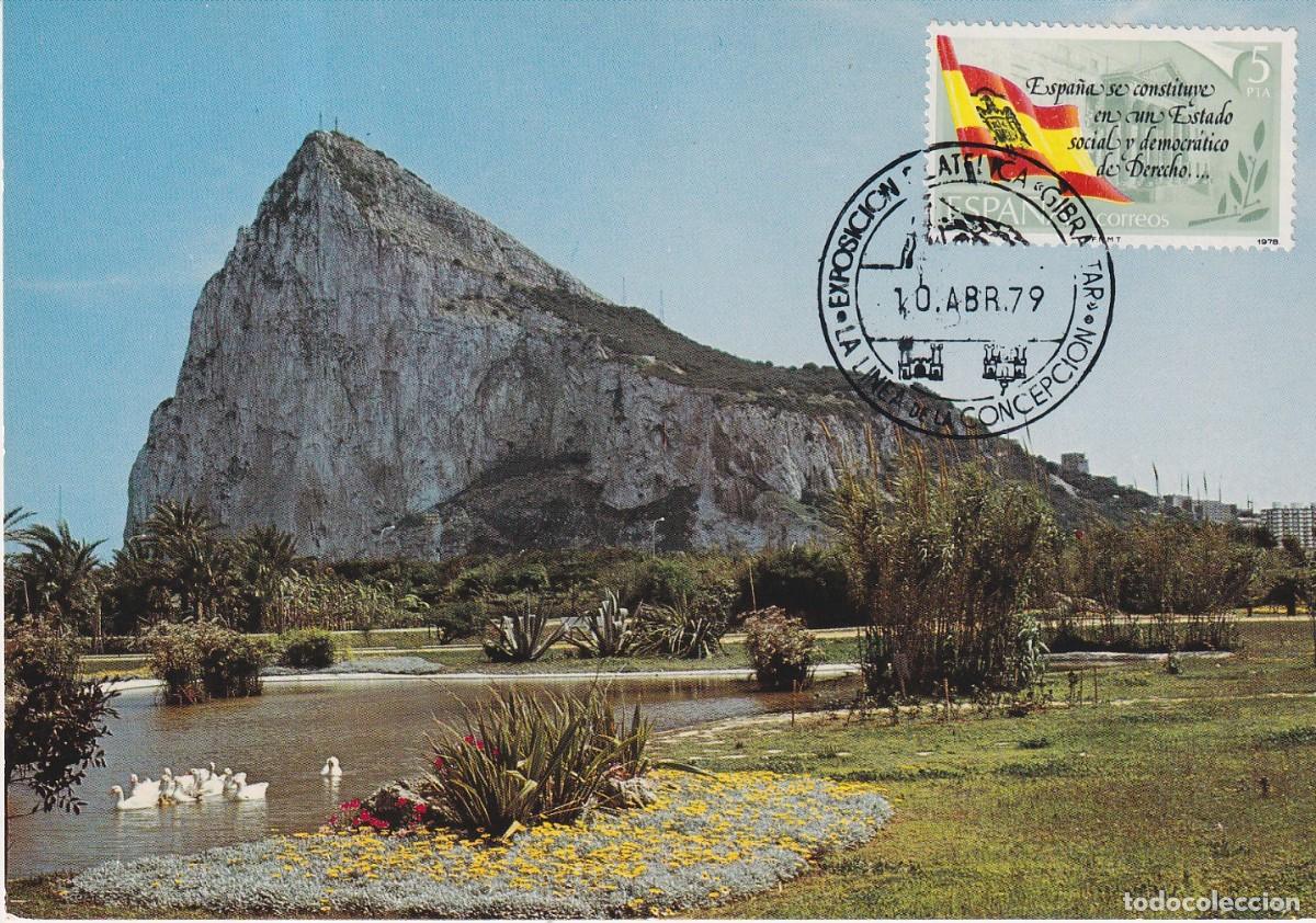 Sellos: 1979 LA LINEA (C&Aacute;DIZ ) EXPOSICION FILAT&Eacute;LICA &rdquo;GIBRALTAR&rdquo; EN POSTAL DEL PE&Ntilde;ON SIN CIRCULAR