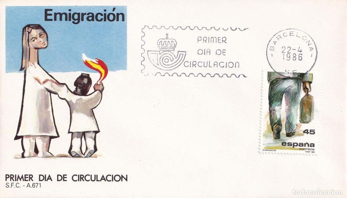 Sellos: SPD Barcelona 1986 - La emigraci&oacute;n - Primer d&iacute;a de circulaci&oacute;n - FDC