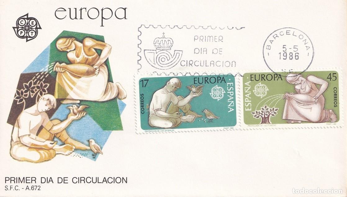 Sellos: SPD Barcelona 1986 - Emisi&oacute;n Europa - Protecci&oacute;n de la Naturaleza y del medio ambiente - Primer d&iacute;a
