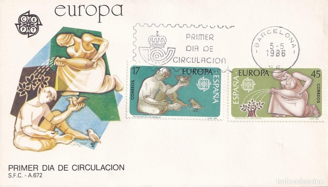 Sellos: SPD Barcelona 1986 - Emisi&oacute;n Europa - Protecci&oacute;n de la Naturaleza y del medio ambiente - Primer d&iacute;a