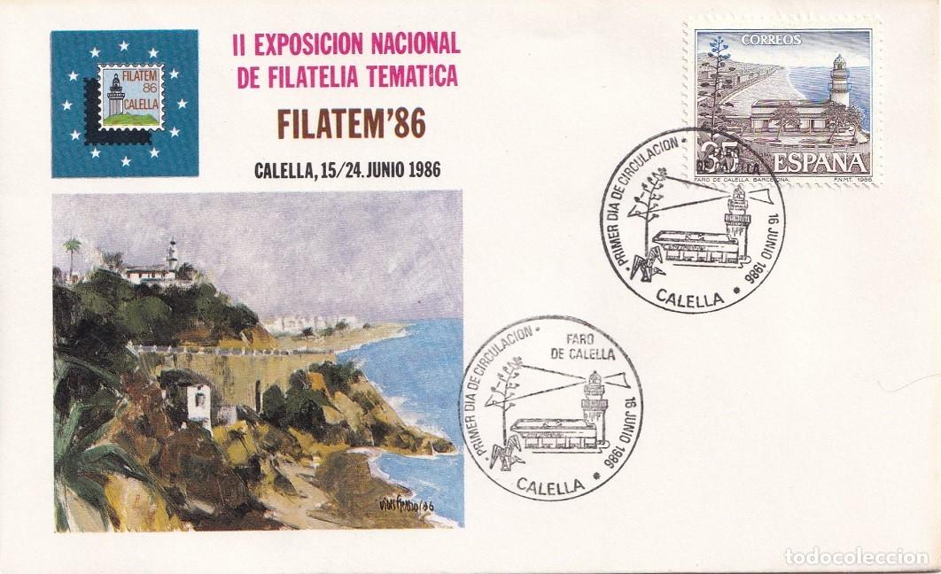 Sellos: Sobre Calella 1986 Filatem 86 Calella - II Exposici&oacute;n Nacional de Filatelia Tem&aacute;tica - Faro Calella