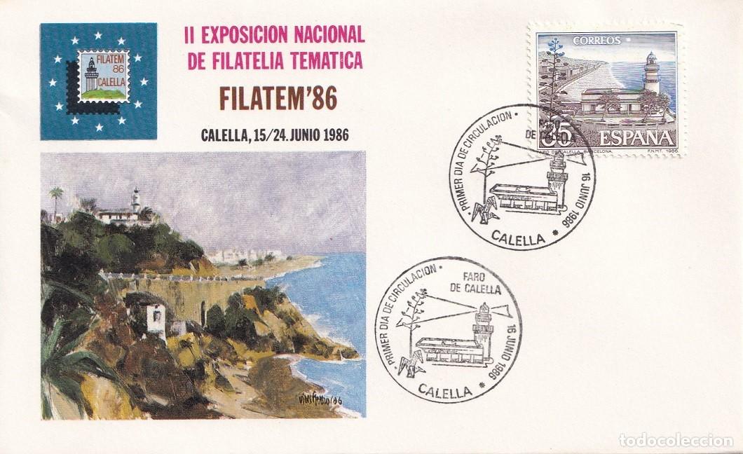 Sellos: Sobre Calella 1986 Filatem 86 Calella - II Exposici&oacute;n Nacional de Filatelia Tem&aacute;tica - Faro Calella