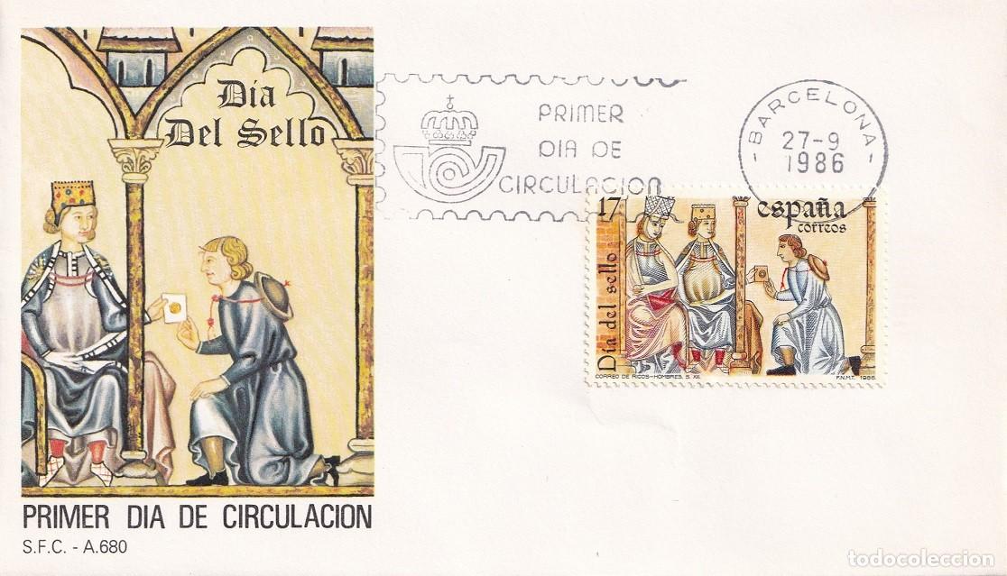 Sellos: SPD Barcelona 1986 - D&iacute;a del sello - Cantigas de ricos hombres &middot; Alfonso X El Sabio - Primer d&iacute;a FDC