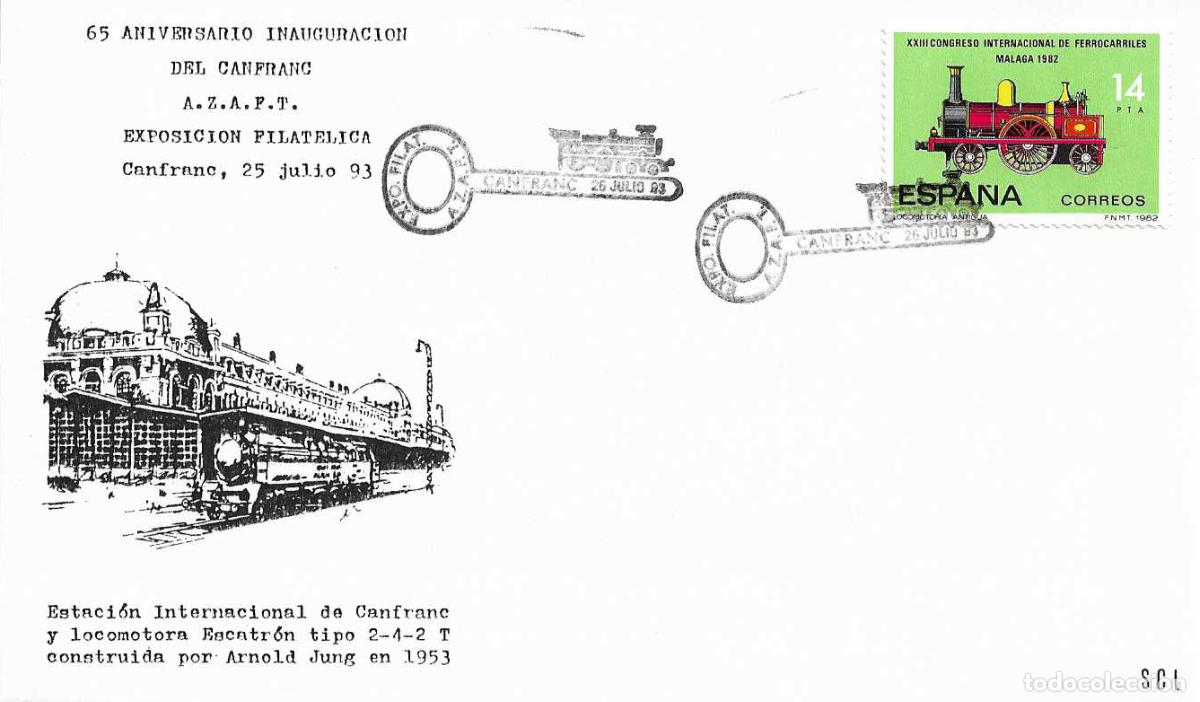 Sellos: TRENES AMIGOS FERROCARRIL CONCENTRACION PRO REAPERTURA, CANFRANC (HUESCA) 1993 MATASELLOS SOBRE SCL