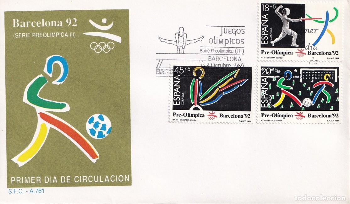 Sellos: SPD Barcelona 1989 Juegos Ol&iacute;mpicos Serie preol&iacute;mpica Barcelona 92 - Esgrima Gimnasia r&iacute;tmica F&uacute;tbol
