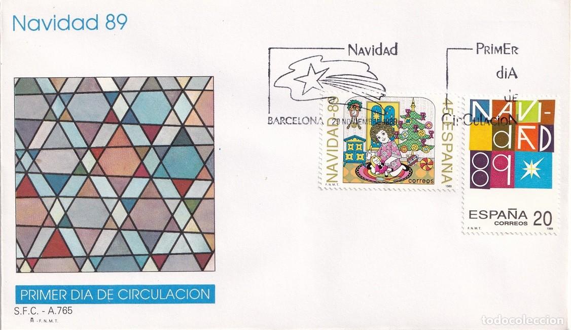 Sellos: SPD Barcelona 1989 - Navidad 89 - Primer d&iacute;a de circulaci&oacute;n - FDC