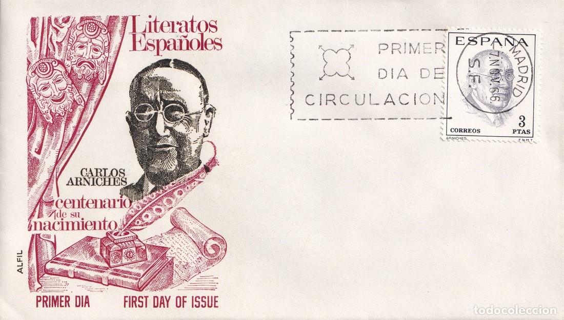 Sellos: SPD en Alfil Madrid 1966 - Literatos espa&ntilde;oles - Carlos Arniches Centenario de su nacimiento - FDC