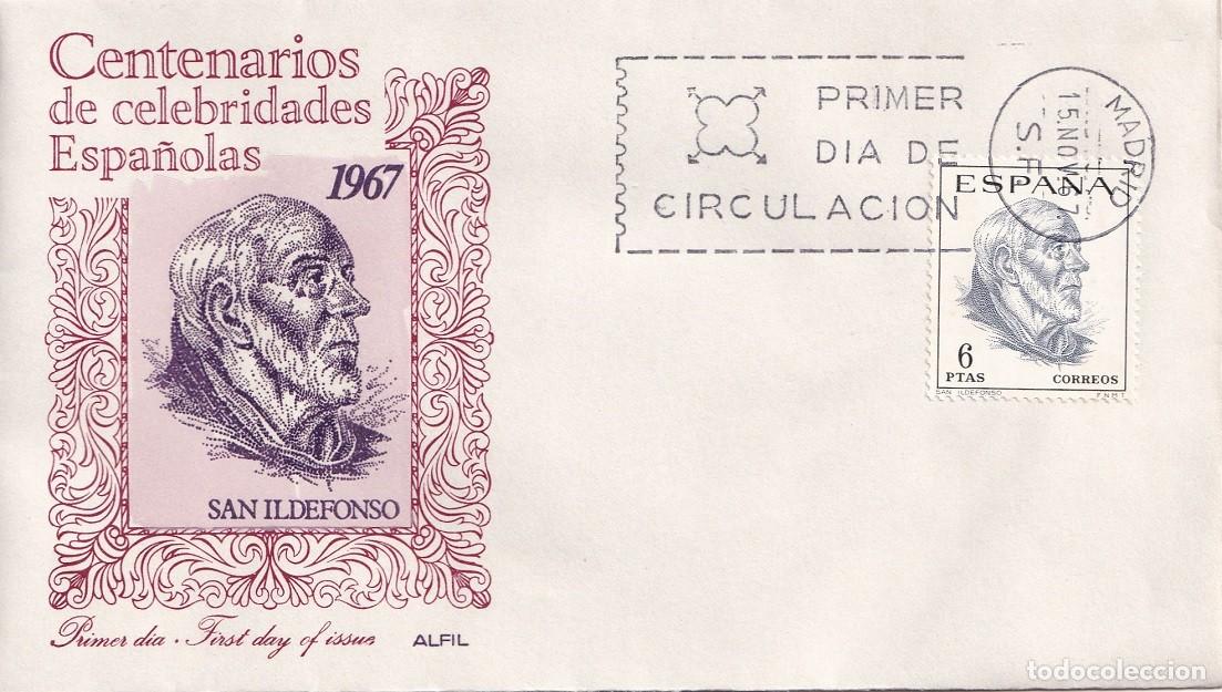 Sellos: SPD en Alfil Madrid 1967 - Centenarios de celebridades espa&ntilde;olas - San Ildefonso , arzobispo - FDC