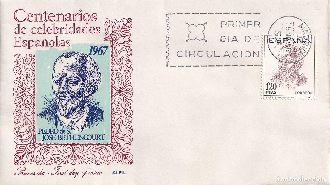 Sellos: SPD en Alfil Madrid 1967 - Centenarios de celebridades espa&ntilde;olas - Pedro Jos&eacute; de Bethencourt - FDC