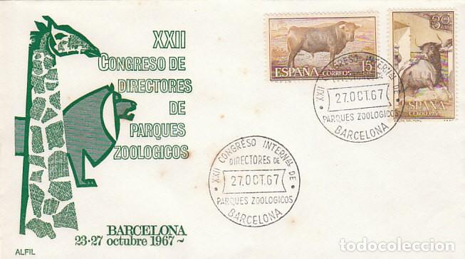 Sellos: A&ntilde;o 1967, Zoologicos, congreso internacional de directores, sobre de alfil