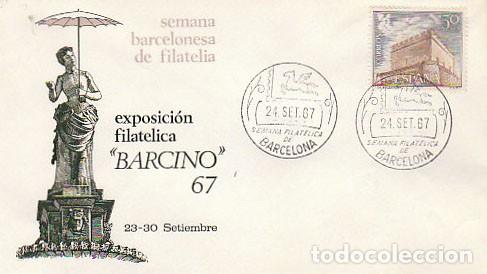 Sellos: A&ntilde;o 1967, Pegaso, Barcino, semana barcelonesa de filatelia, en sobre de Alfil