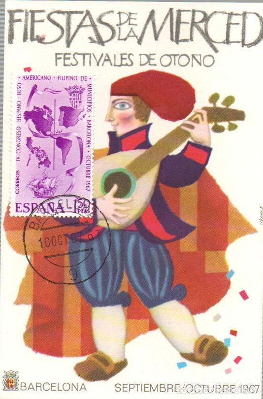 Sellos: A&Ntilde;O 1967, FIESTAS DE LA MERCED, FESTIVALES DE OTO&Ntilde;O TARJETA DE LAS FIESTAS MATASELLO DE FECHAS 10-10