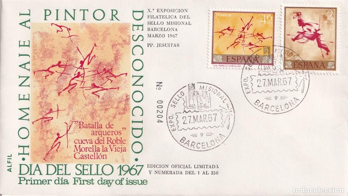 Sellos: SPD en Alfil Barcelona 1967 - D&iacute;a del sello - Homenaje al pintor desconocido - Cueva del Roble