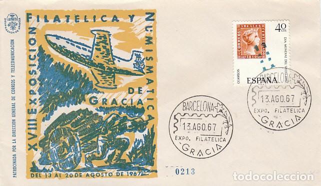 Sellos: A&ntilde;o 1967, exposicion filatelica de Gracia en sobre oficial numerado
