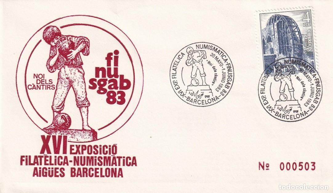 Sellos: Sobre Barcelona 1983 Finusgab 83 - XVI Exposici&oacute; filat&egrave;lica i numism&agrave;tica - Noi del c&agrave;ntirs