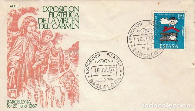 Sellos: A&Ntilde;O 1967, PRIMERA EXPOSICION DE LA VIRGEN DEL CARMEN, EN SOBRE DE ALFIL