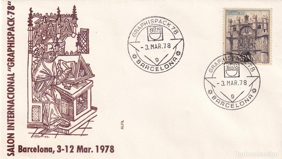 Sellos: Sobre en Alfil Barcelona 1978 - Sal&oacute;n Internacional Graphispack 78 - Matasellos especiales