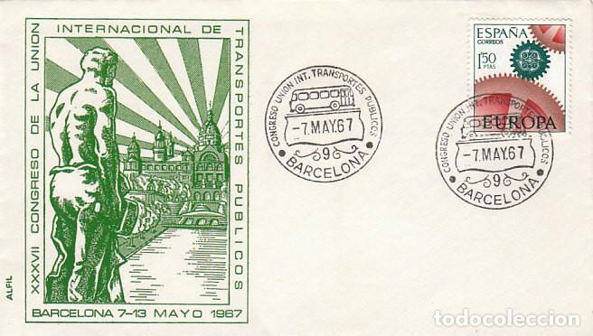 Sellos: A&ntilde;o 1967, Autobus, congreso de la union internacional de transportes publicos, sobre de Alfil