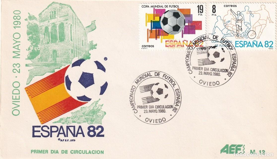 Sellos: SPD Oviedo 1980 - Campeonato Mundial de F&uacute;tbol Espa&ntilde;a 82 - Primer d&iacute;a circulaci&oacute;n - FDC