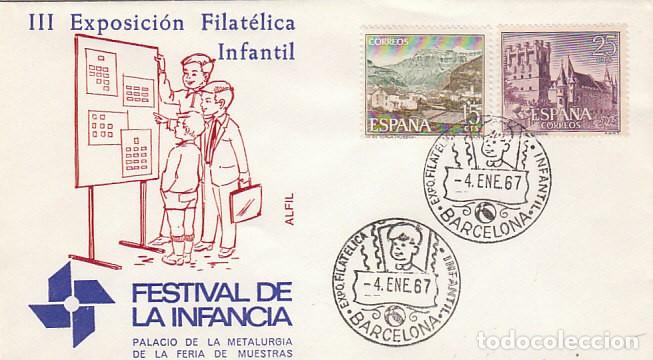 Sellos: A&ntilde;o 1967, festival de la infancia de Barcelona, en sobre de alfil