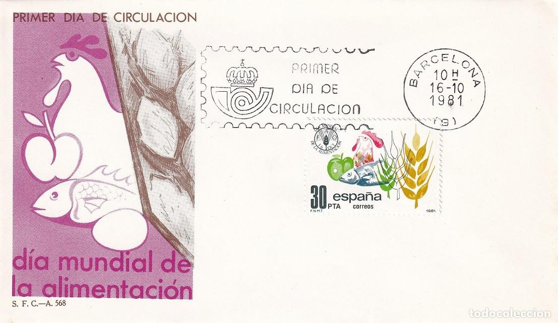 Sellos: SPD Barcelona 1981 - D&iacute;a mundial de la alimentaci&oacute;n - Primer d&iacute;a de circulaci&oacute;n - FDC