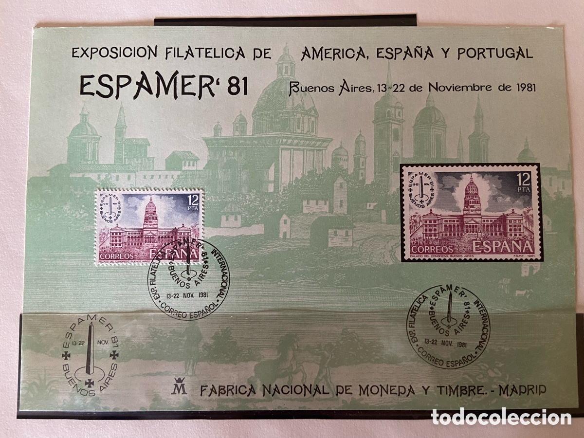 Stamps: TARJETA FNMT ESPAMER 81. AMERICA, ESPA&Ntilde;A Y PORTUGAL 1981. BUENOS AIRES.