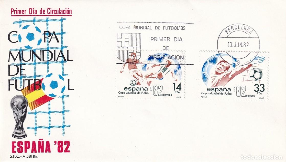 Sellos: SPD Barcelona 1982 - Copa Mundial de F&uacute;tbol Espa&ntilde;a 82 - Regate y Gol - Primer d&iacute;a de circulaci&oacute;n FDC