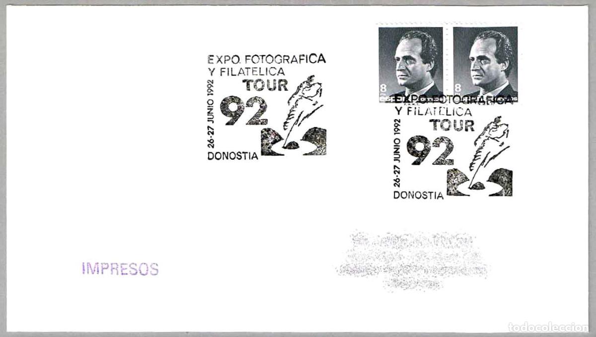 Sellos: Matasellos EXP.FOTOGRAFICA TOUR 92 - CICLISMO. Donostia 1992