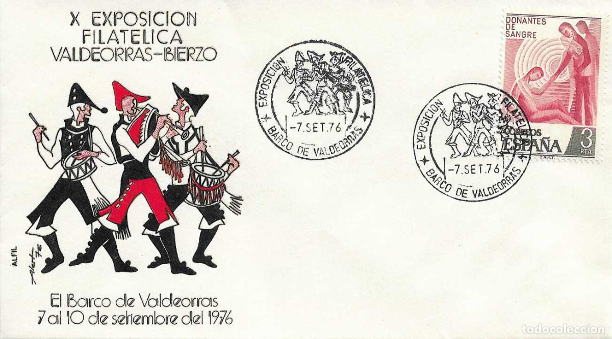 Sellos: GAITA GALLEGA MUSICA VALDEORRAS-BIERZO X EXPOSICION, BARCO DE VALDEORRAS (ORENSE) 7 SEPTIEMBRE 1976