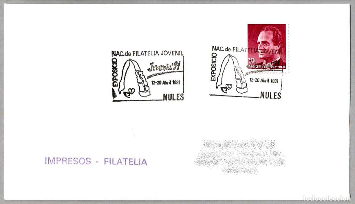 Sellos: Matasellos JUVENIA'91 - EXP. NACIONAL DE FILATELIA JUVENIL. Nules, Castellon, 1991