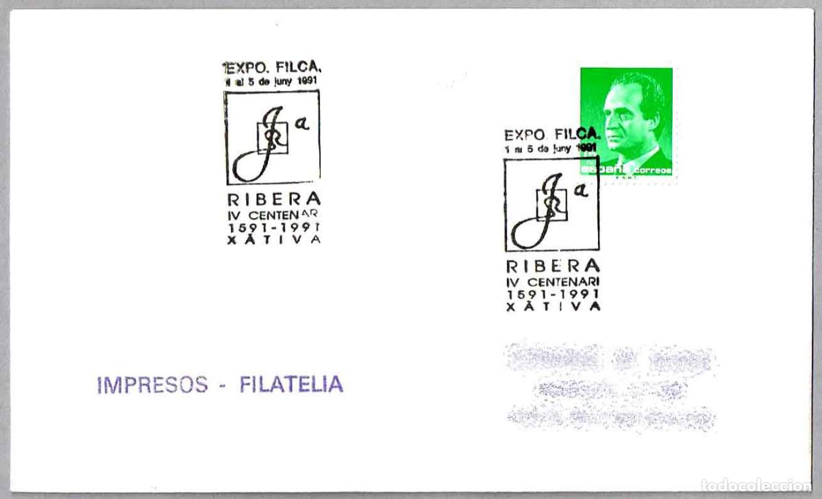 Sellos: Matasellos IV CENT. PINTOR JOSE DE RIBERA - 1591-1652. Xativa, Valencia, 1991