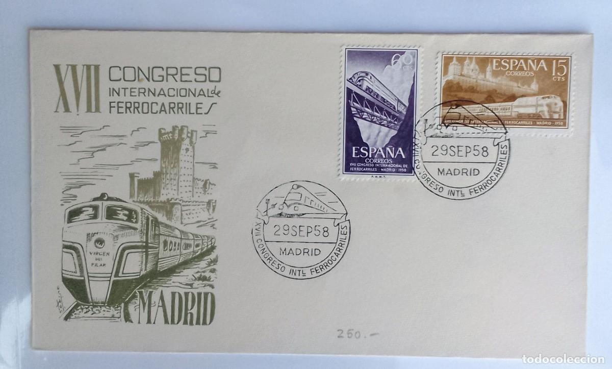 Sellos: SOBRE 1&ordm; D&Iacute;A CIRCULACI&Oacute;N DEL XVII CONGRESO INTERNC. FERROCARRILES