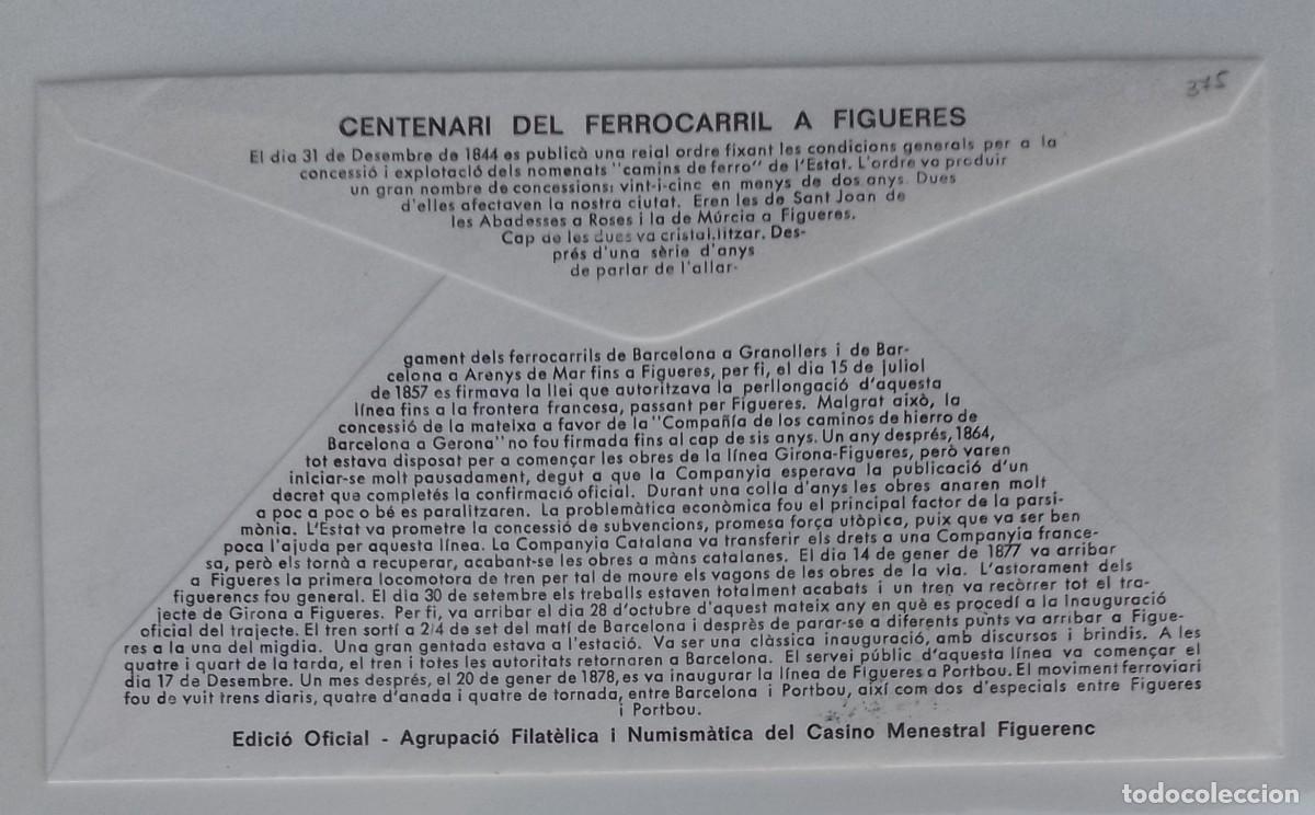 Sellos: SOBRE CENTENARIO DEL FERROCARRIL EN FIGUERAS - Foto 2