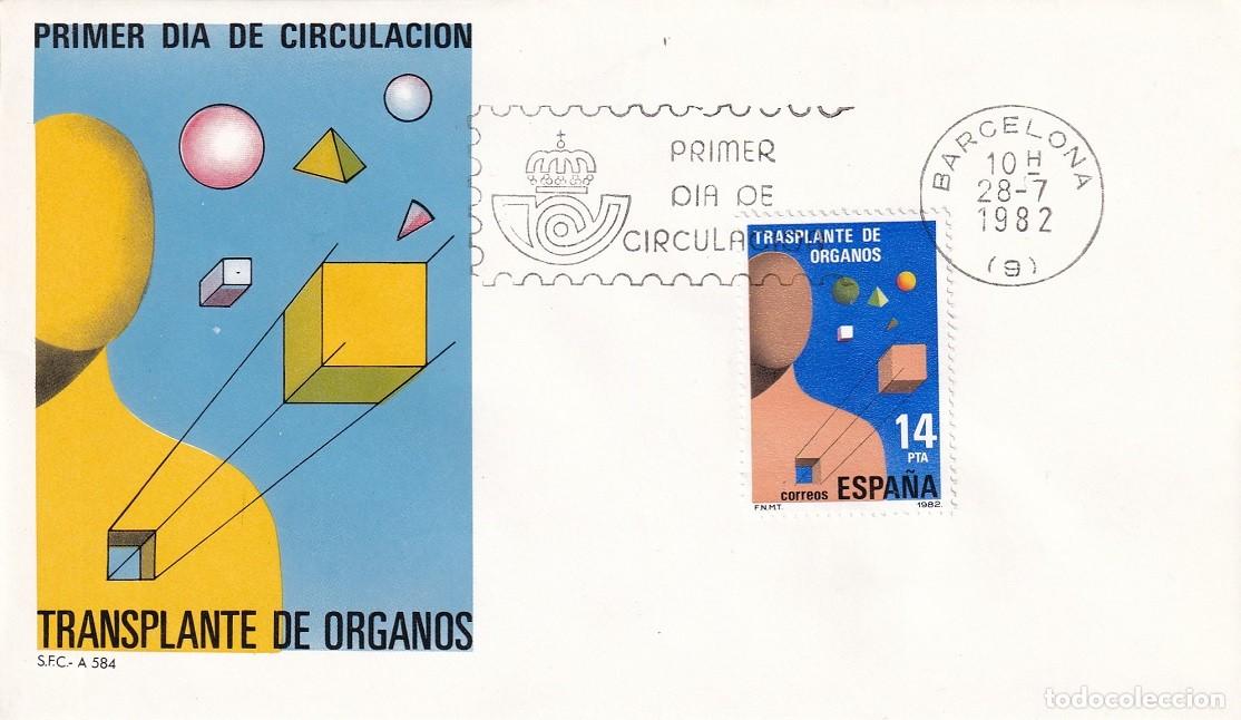 Sellos: SPD Barcelona 1982 - Transplante de &oacute;rganos - Primer d&iacute;a de circulaci&oacute;n - FDC