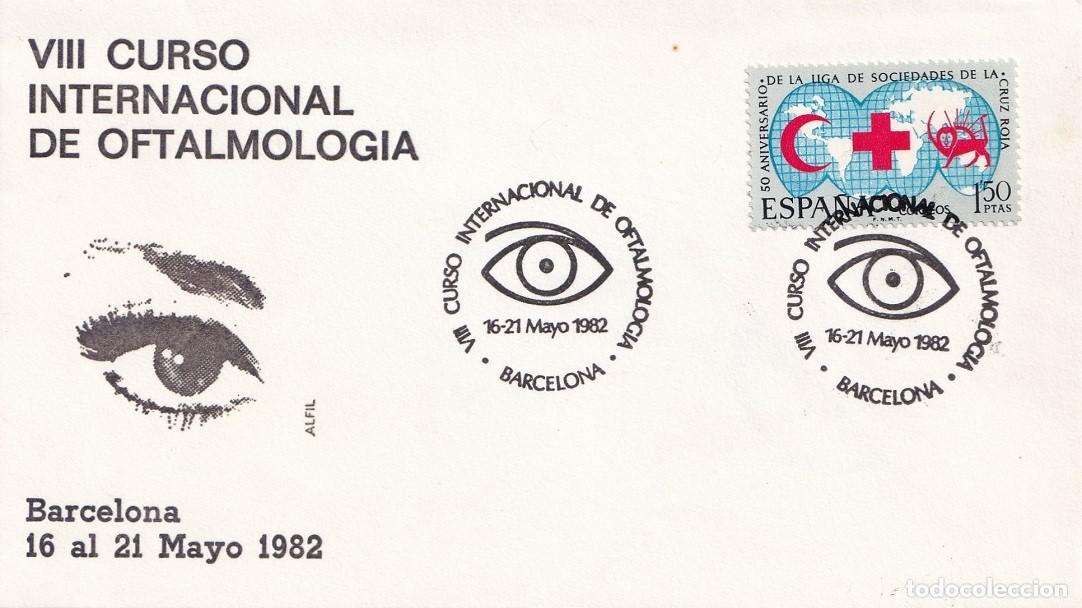 Sellos: Sobre en Alfil Barcelona 1982 - VII Curso Internacional de Oftalmolog&iacute;a - Matasellos especiales