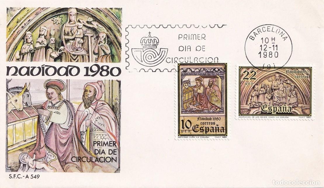 Sellos: SPD Barcelona 1980 - Navidad - Mural g&oacute;tico e Iglesia de Cinis en Oza de los R&iacute;os (La Coru&ntilde;a) - FDC