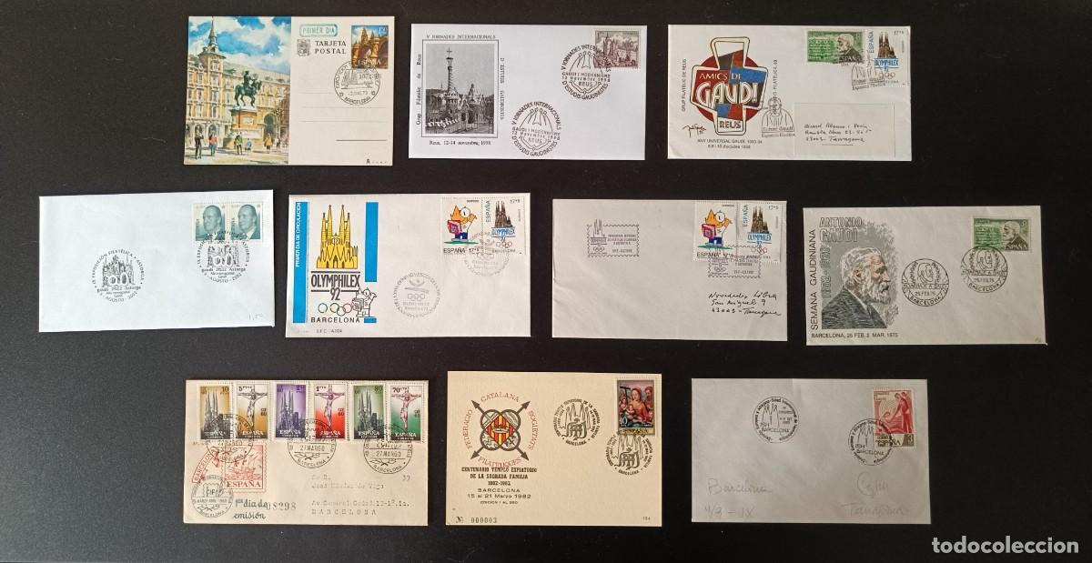 Sellos: COLECCI&Oacute;N DE 10 MATASELLOS - TODOS DIFERENTES DE ANTONI GAUDI Y SAGRADA FAMILIA