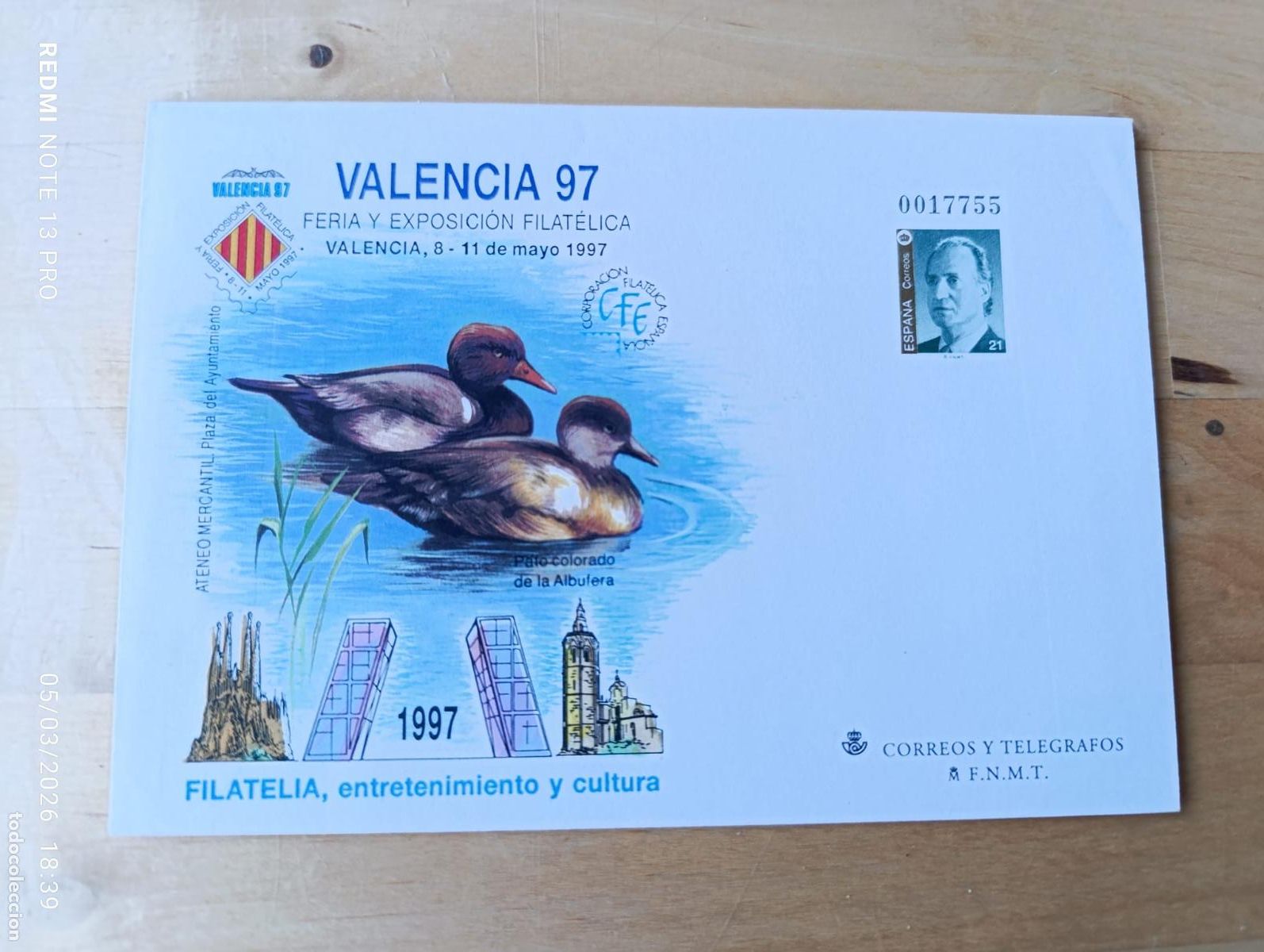 Sellos: SOBRE.EXPOSICION FILATELICA NACIONAL.VALENCIA.97.
