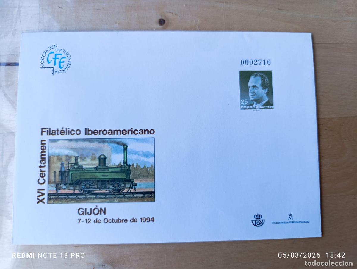 Sellos: SOBRE.EXPOSICION FILATELICA.GIJON.94.