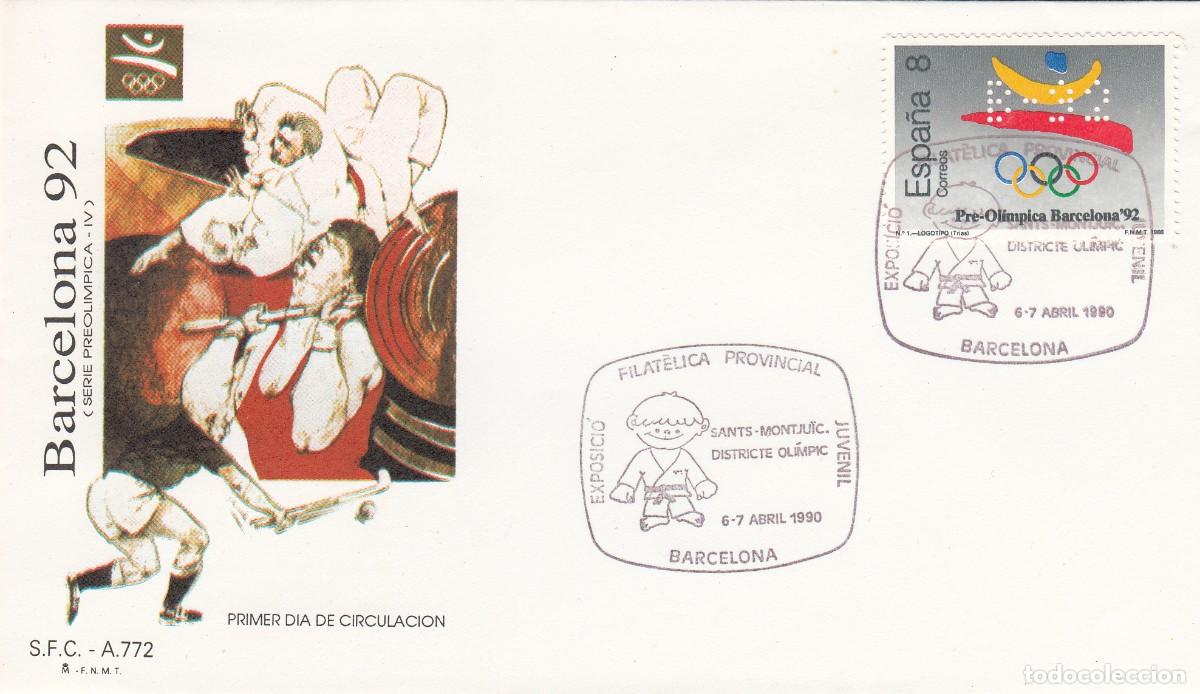 Sellos: BARCELONA 92 - MATASELLOS EXPOSICI&Oacute; FILAT&Eacute;LICA SANTS MONTJUIC - 1990 - CON PERFORADO
