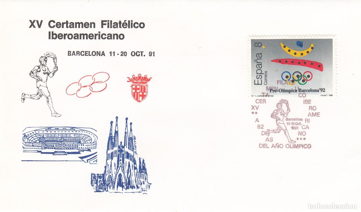Sellos: BARCELONA 92 - MATASELLOS CERTAMEN FILAT&Eacute;LICO IBEROAMERICANO CON PERFORADO --VER DORSO --