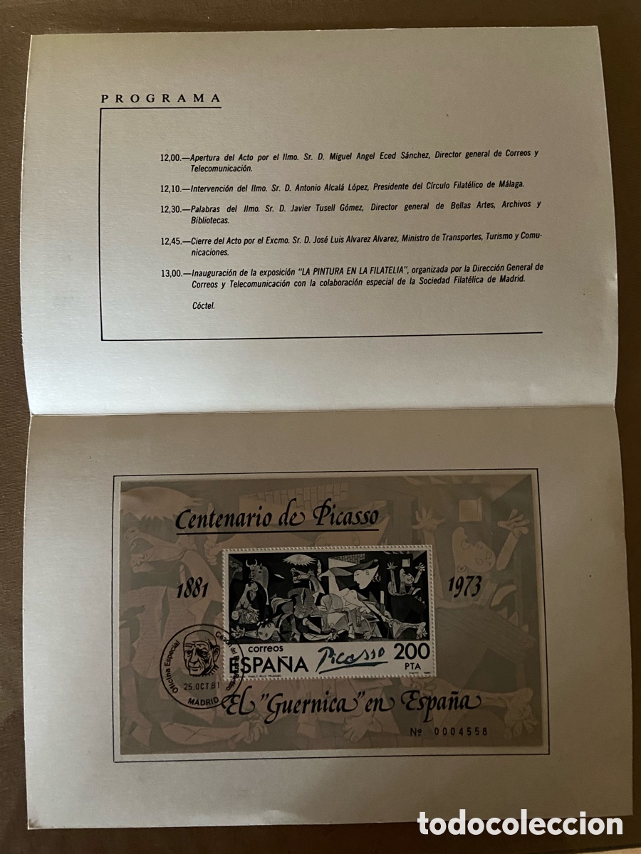 Sellos: ACTO DE PRESENTACION PICASSO 1981. Edifil 2631. PINTURA GUERNICA