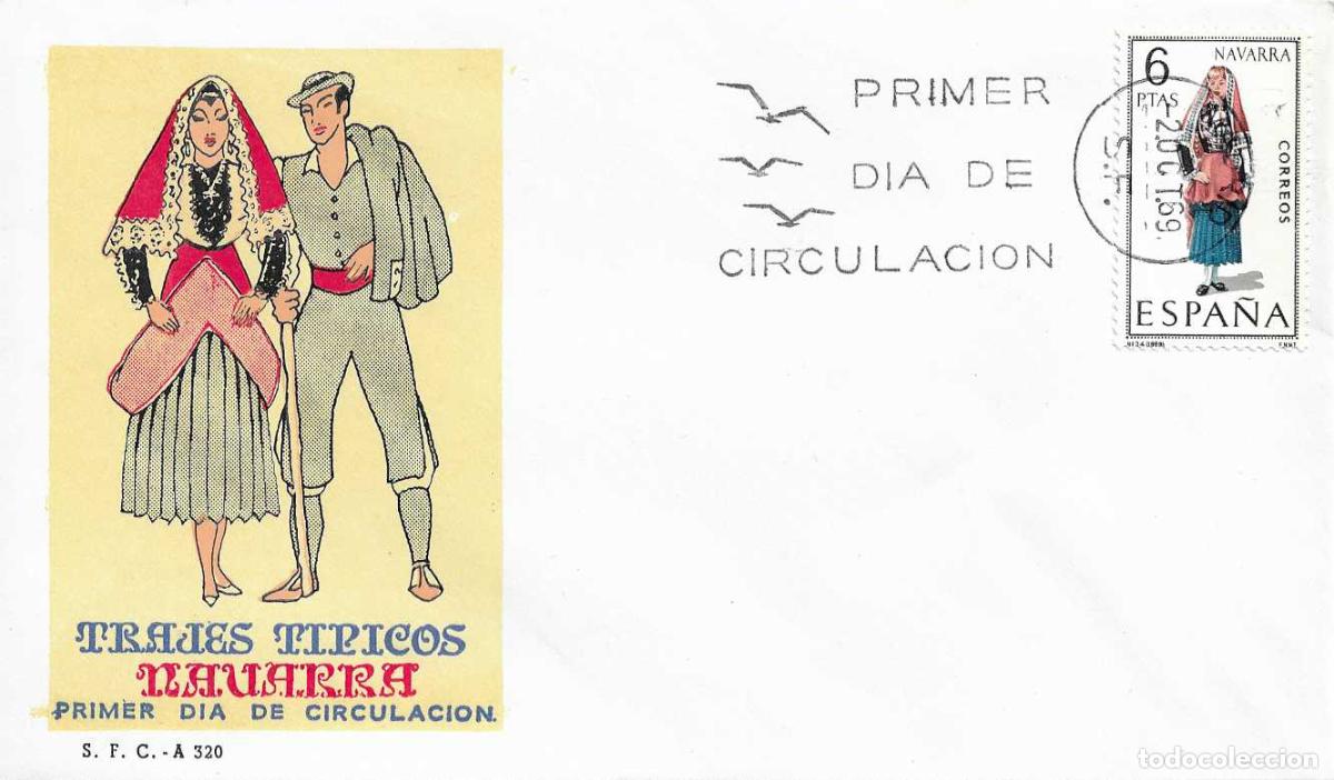 Sellos: TRAJE DE NAVARRA TRAJES TIPICOS ESPA&Ntilde;OLES 1969 (EDIFIL 1907) EN SOBRE PRIMER DIA SERVICIO FILATELICO
