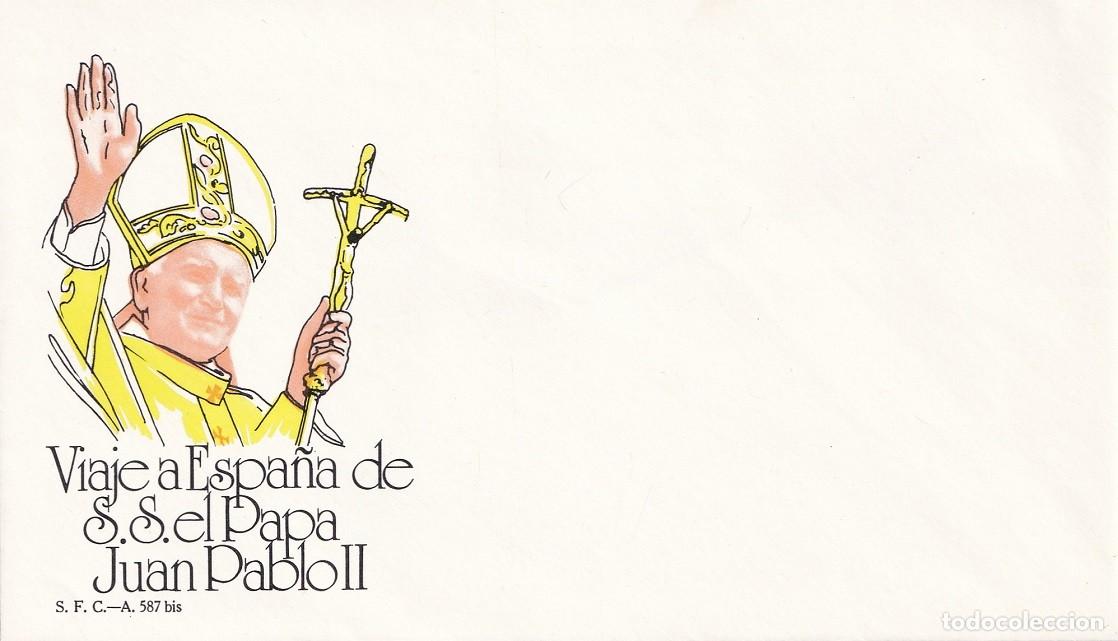 Sellos: Sobre Viaje a Espa&ntilde;a de S.S. el Papa Juan Pablo II - Sin sello ni matasellos - Muy escaso as&iacute;