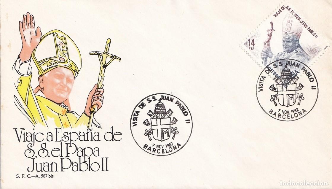 Sellos: Sobre Barcelona 1982 - Viaje a Espa&ntilde;a de S. S. el Papa Juan Pablo II - Visita de S.S. Juan Pablo II