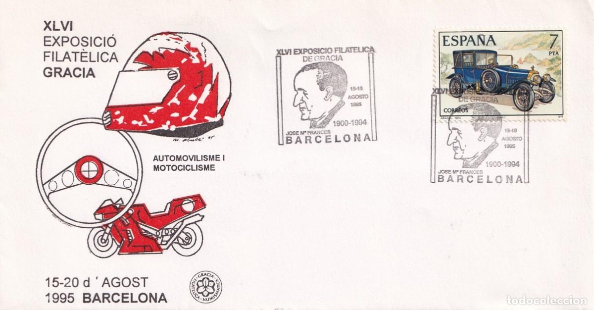 Sellos: Sobre Barcelona 1995 - XLVI Exposici&oacute; filat&egrave;lica Gracia - Automovilisme i motociclisme - 15-20 agost