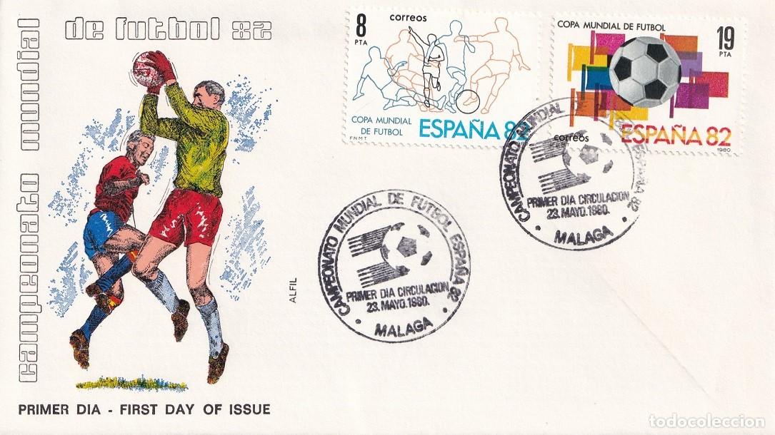 Sellos: SPD M&aacute;laga 1982 en Alfil / Campeonato Mundial de F&uacute;tbol 82 - 1980: Copa Mundial de F&uacute;tbol - FDC